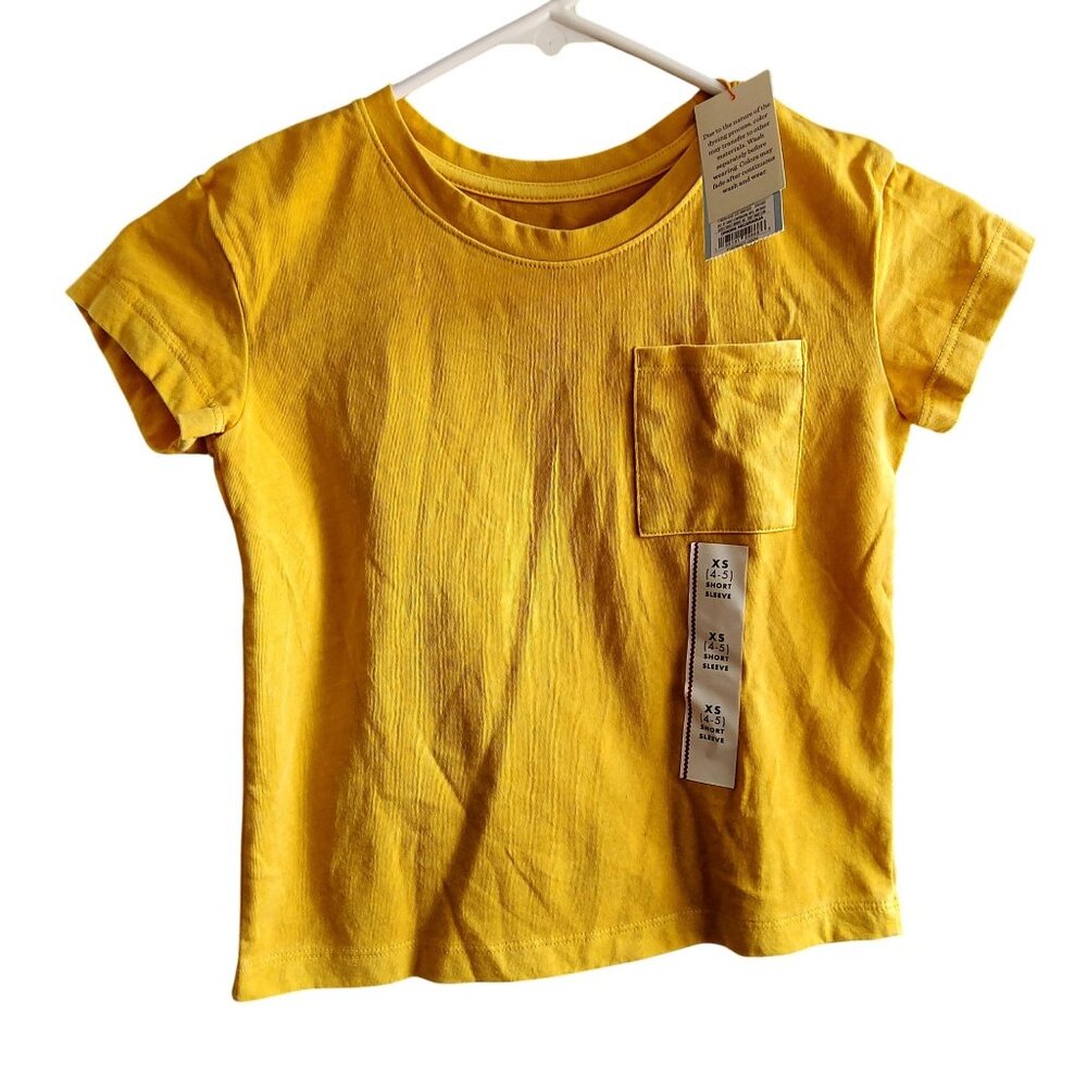 Cat & Jack XS Yellow & Cream Front pocket Kids T-Shirts Cotton Blend 2 Pack